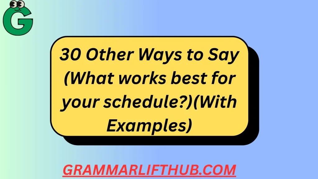 Other Ways to Say (What works best for your schedule?)(With Examples)