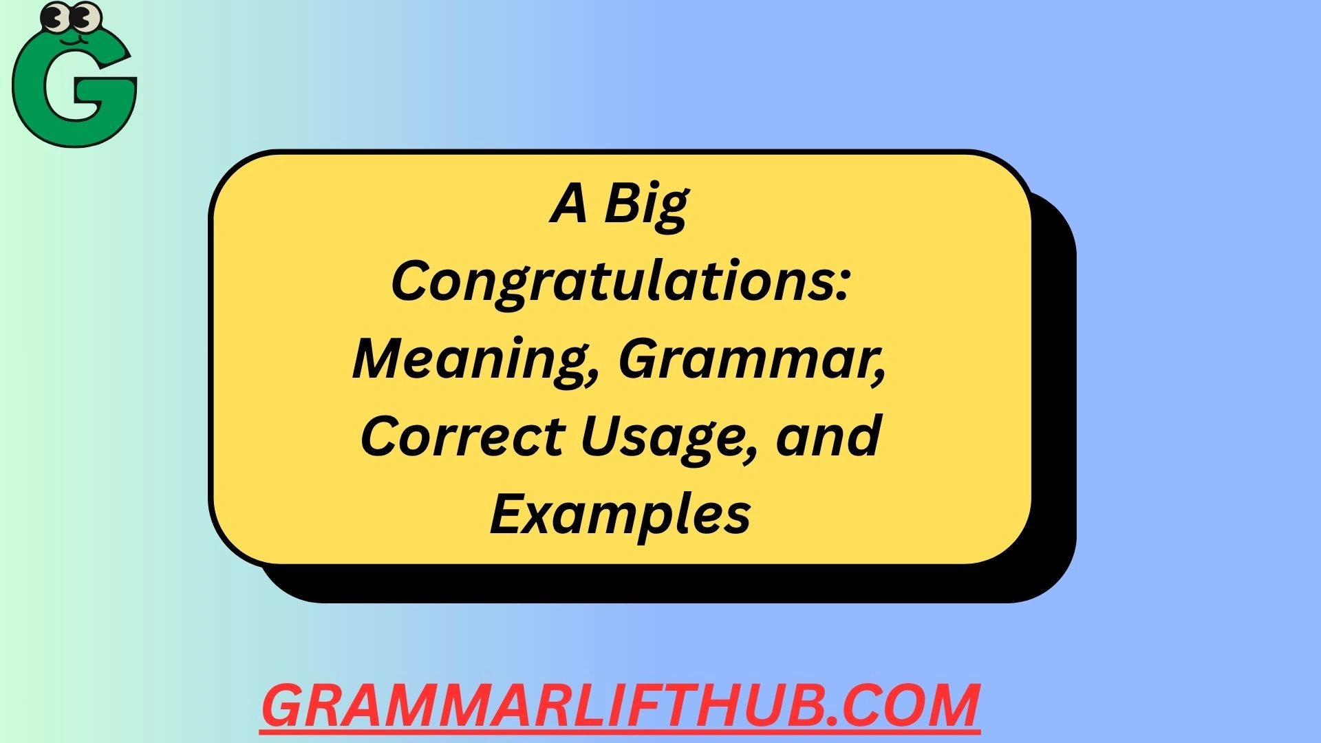A Big Congratulations